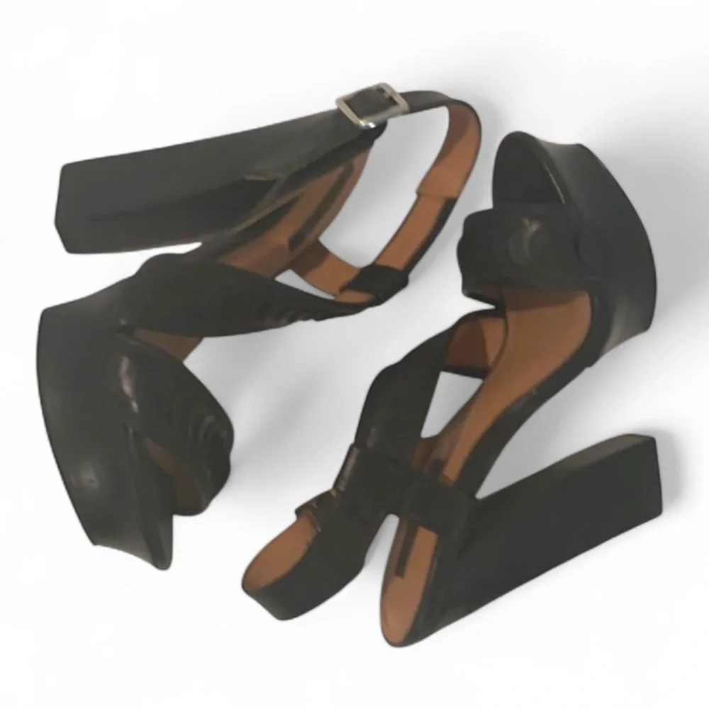 Authentic Rachel Zoe designer black leather platform heels sz 6